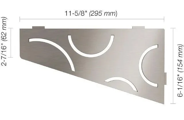 Schluter - SHELF-E Quadrilateral Corner Shelf Curve Design - Brushed Stainless Steel (V2)