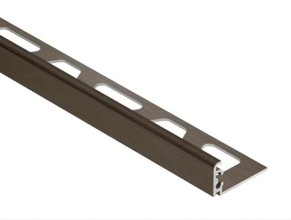 Schluter - JOLLY Wall Tile Edge Trim Anodized Aluminum Brushed 1/2" (12.5 mm) x 8' 2-1/2"