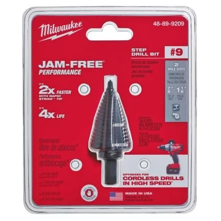 Milwaukee Tool 7/8 -inch - 1-1/8 -inch #9 Black Oxide Step Drill Bit Model # 48-89-9209