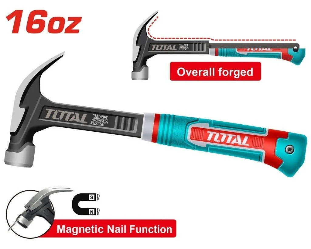 Total tools [THCH61016L] 16Oz Industrial Claw hammer