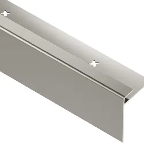 Schluter - VINPRO-STEP-R Resilient Surface Stair-Nosing Profile with Elongated Reveal Aluminum Anodized Brushed Nickel 3/16" (5 mm) x 8' 2-1/2"