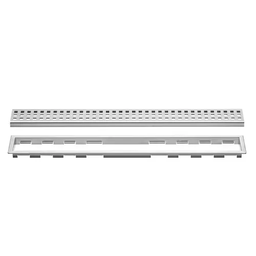 Schluter - KERDI-LINE Linear Floor Drain with Square Grate Design - Brushed Stainless Steel (V4) 3/4" x 19-11/16"