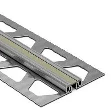 Schluter - DILEX-EKSB Joint Profile for Thinner Floor Coverings - Stainless Steel (V2) with 1/4" Joint Classic Grey 3/32" (2.5 mm) x 8' 2-1/2"