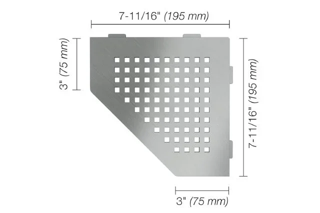 Schluter - SHELF-E Pentagonal Corner Shelf Square Design - Brushed Stainless Steel (V2)