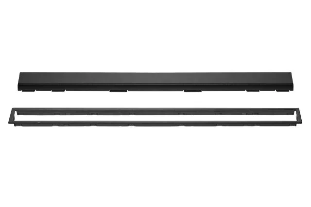 Schluter - KERDI-LINE Linear Floor Drain with Solid Grate Design Brushed Stainless Steel (V4) Matte Black 3/4" x 47-1/4"