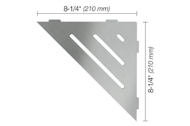 Schluter - SHELF-E Triangular Corner Shelf Floral Design - Brushed Stainless Steel (V2)