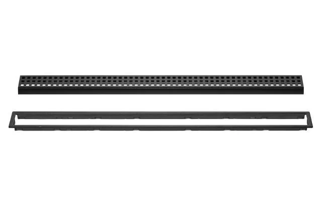 Schluter - KERDI-LINE Linear Floor Drain with Square Grate Design Brushed Stainless Steel (V4) Matte Black 3/4" x 31-1/2"