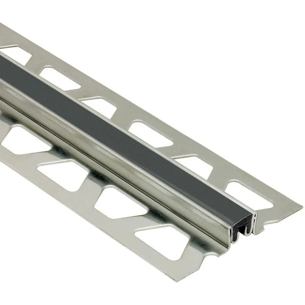 Schluter - DILEX-KSN Surface Movement Joint Profile with 7/16" (11 mm) Black Insert - Aluminum 7/16" x 8' 2-1/2"