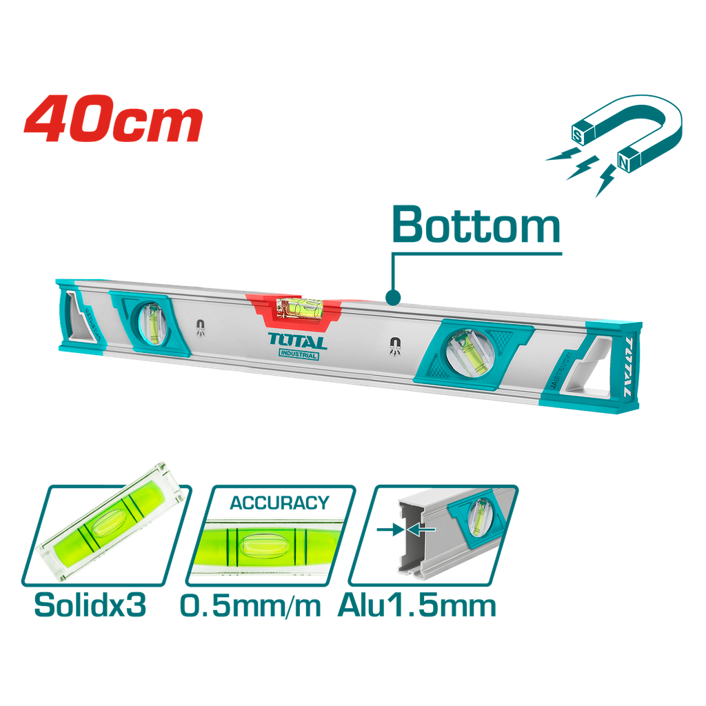 Total tools [TMT24086M] 16" Spirit level with powerful magnets