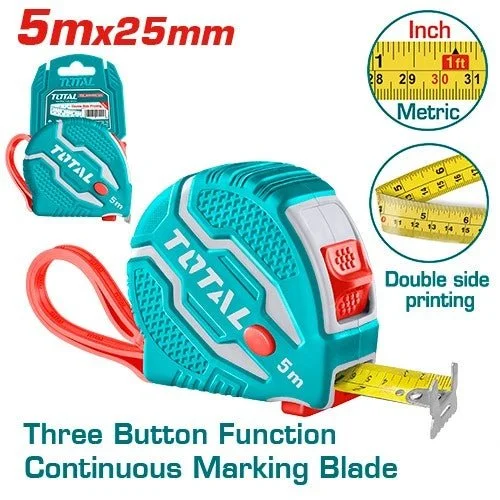 Total tools [TMT126052] 16'x1" Steel measuring tape(Rubber Cover)