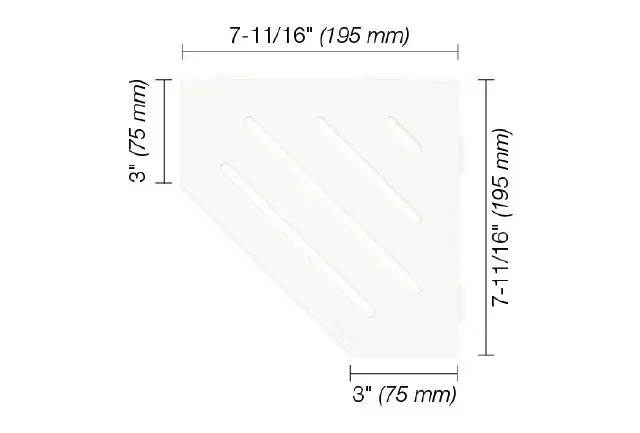 Schluter - SHELF-E Pentagonal Corner Shelf Floral Design - Aluminum Matte White