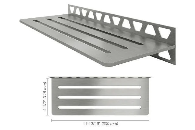 Schluter - Shelf-W Rectangular Wall Shelf Wave Design - Brushed Stainless Steel (V2)