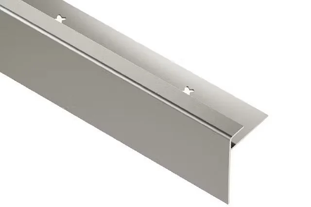 Schluter - VINPRO-STEP-R Resilient Surface Stair-Nosing Profile with Elongated Reveal Aluminum Anodized Brushed Nickel 7/32" (5.5 mm) x 8' 2-1/2"