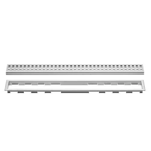 Schluter - KERDI-LINE Linear Floor Drain with Square Grate Design - Brushed Stainless Steel (V4) 3/4" x 70-13/16