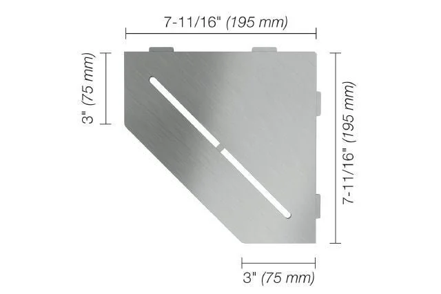 Schluter - SHELF-E Pentagonal Corner Shelf Pure Design - Brushed Stainless Steel (V2)