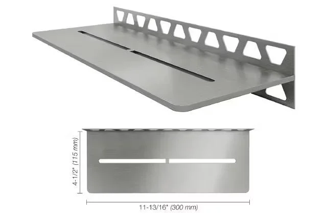 Schluter - Shelf-W Rectangular Wall Shelf Pure Design - Brushed Stainless Steel (V2)