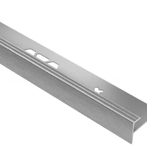 Schluter - VINPRO-STEP Resilient Surface Stair-Nosing Profile - Aluminum Anodized Brushed Chrome 3/16" (5 mm) x 8' 2-1/2"