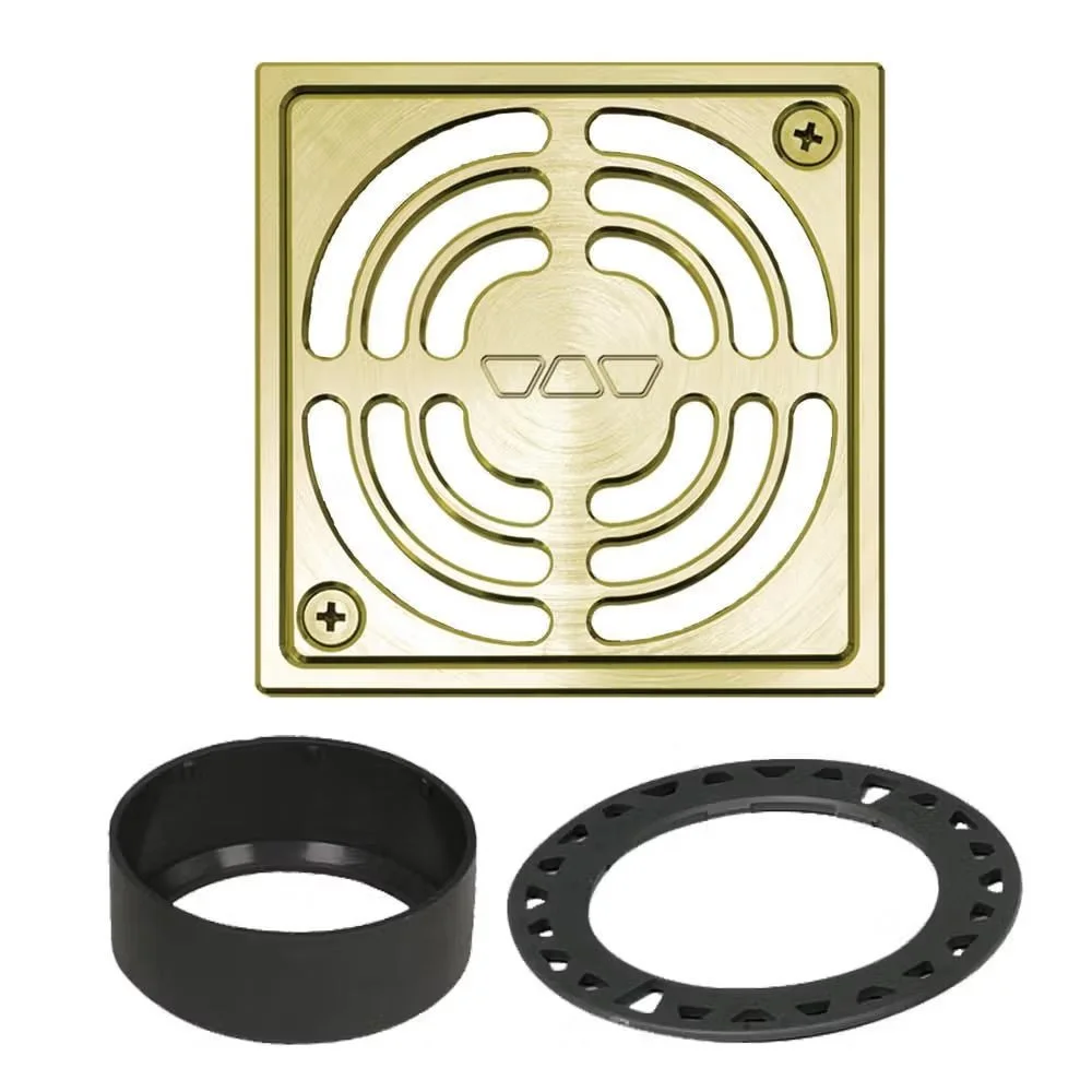 Schluter - KERDI-DRAIN Square Grate Kit Contour - Aluminum Anodized Brushed Brass 4