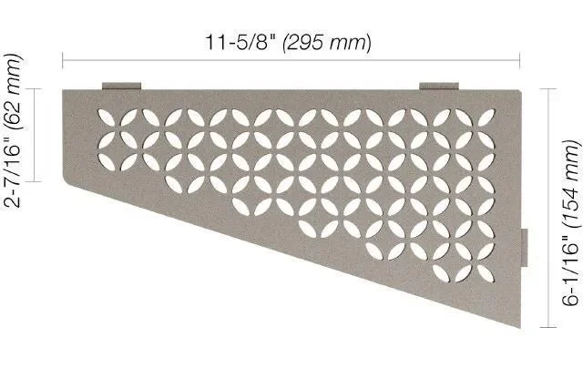 Schluter - SHELF-E Quadrilateral Corner Shelf Floral Design - Aluminum Stone Grey