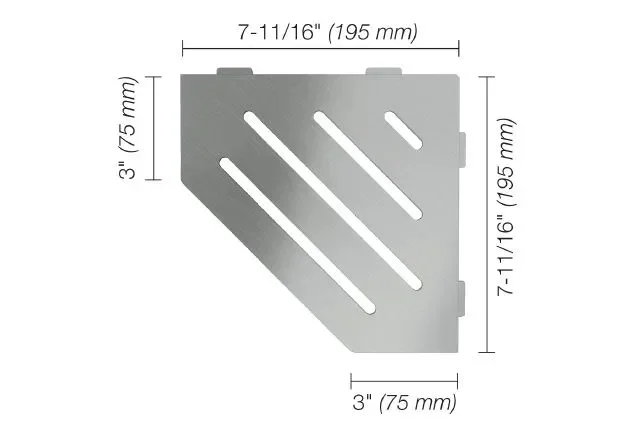 Schluter - SHELF-E Pentagonal Corner Shelf Wave Design - Brushed Stainless Steel (V2)