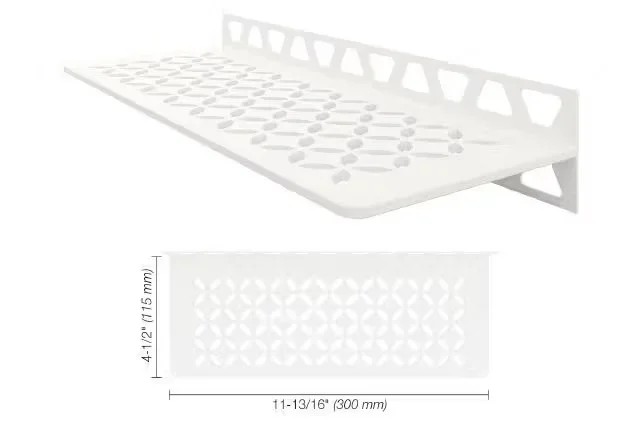 Schluter - Shelf-W Rectangular Wall Shelf Floral Design - Aluminum Matte White