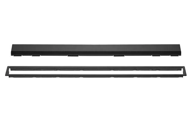Schluter - KERDI-LINE Linear Floor Drain with Solid Grate Design Brushed Stainless Steel (V4) Matte Black 3/4" x 43-5/16"