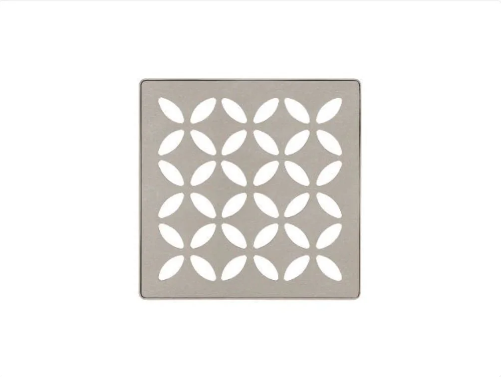 Schluter - KERDI-DRAIN Square Grate Kit Floral - Stainless Steel (V2) Stone Grey 4"
