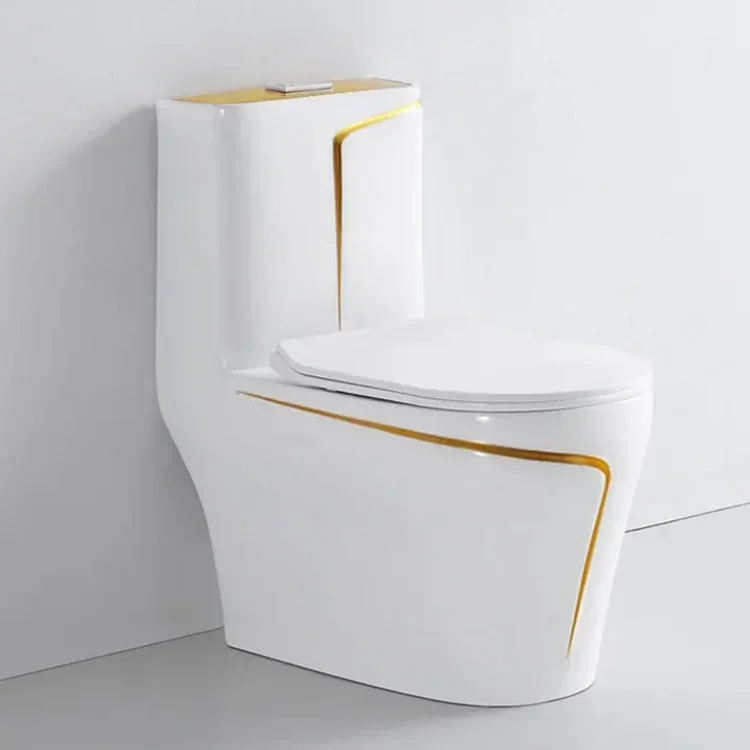 1 piece toilet seat white & gold