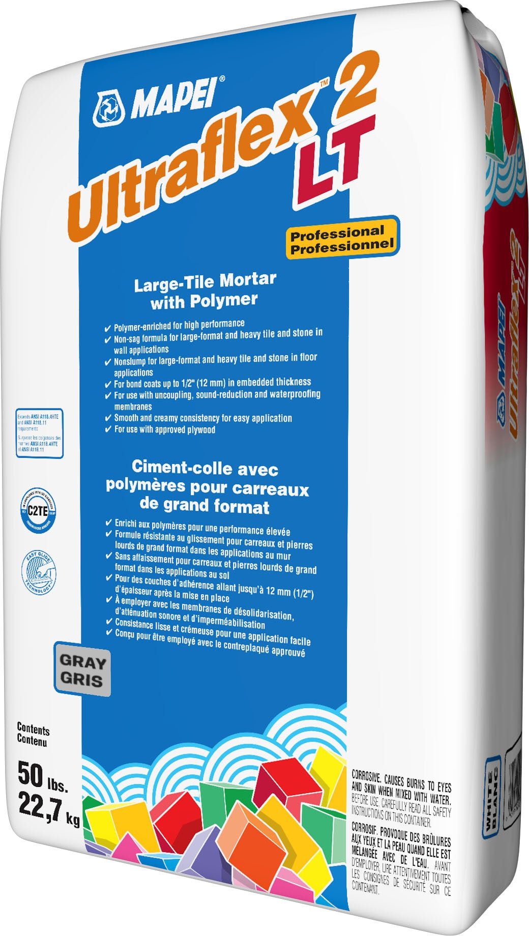 Mapei Ultraflex 2 LT Large-Tile Mortar with Polymer, Gray - 50 lb
