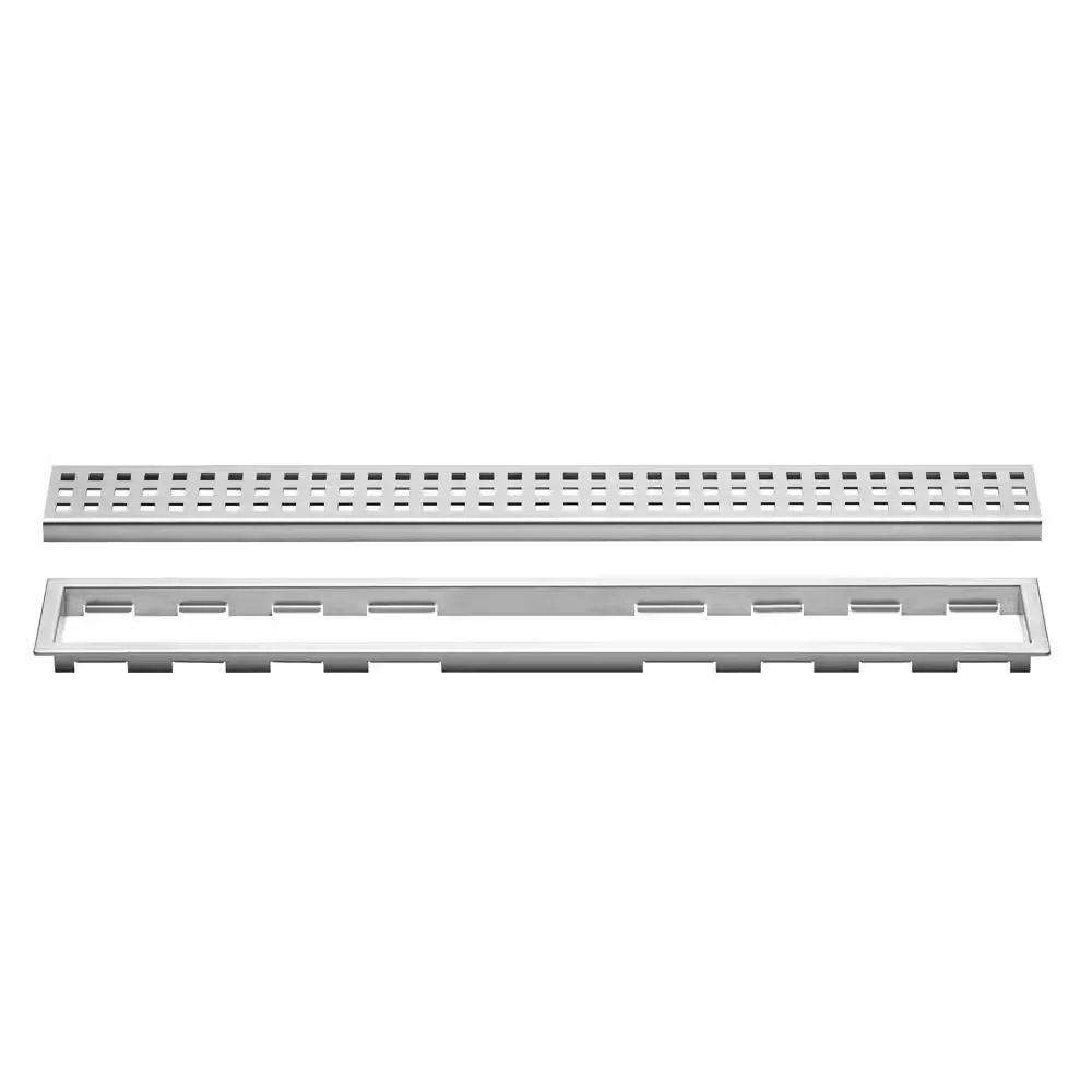 Schluter - KERDI-LINE Linear Floor Drain with Square Grate Design - Brushed Stainless Steel (V4) 3/4" x 47-1/4"
