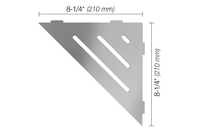 Schluter - SHELF-E Triangular Corner Shelf Wave Design - Brushed Stainless Steel (V2)