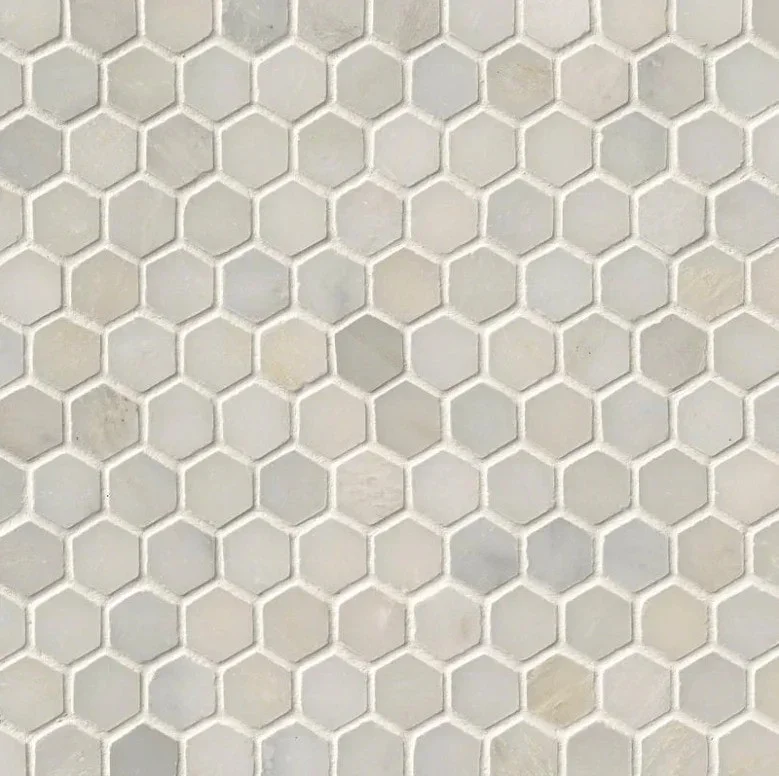Greecian White 1" Hexagon mosaic tile
