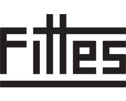 Black logo with the word 'fitness' written in stylized, blocky font. fittes logo