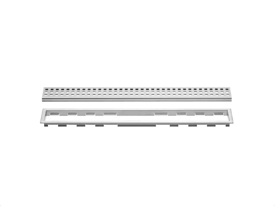 Schluter - KERDI-LINE Linear Floor Drain with Square Grate Design - Brushed Stainless Steel (V4) 3/4" x 43-5/16"