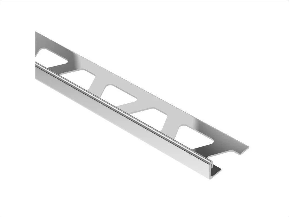 Schluter - SCHIENE Floor/Wall Edge Trim Brushed Stainless Steel (V2) 3/8" (10 mm) x 8' 2-1/2"