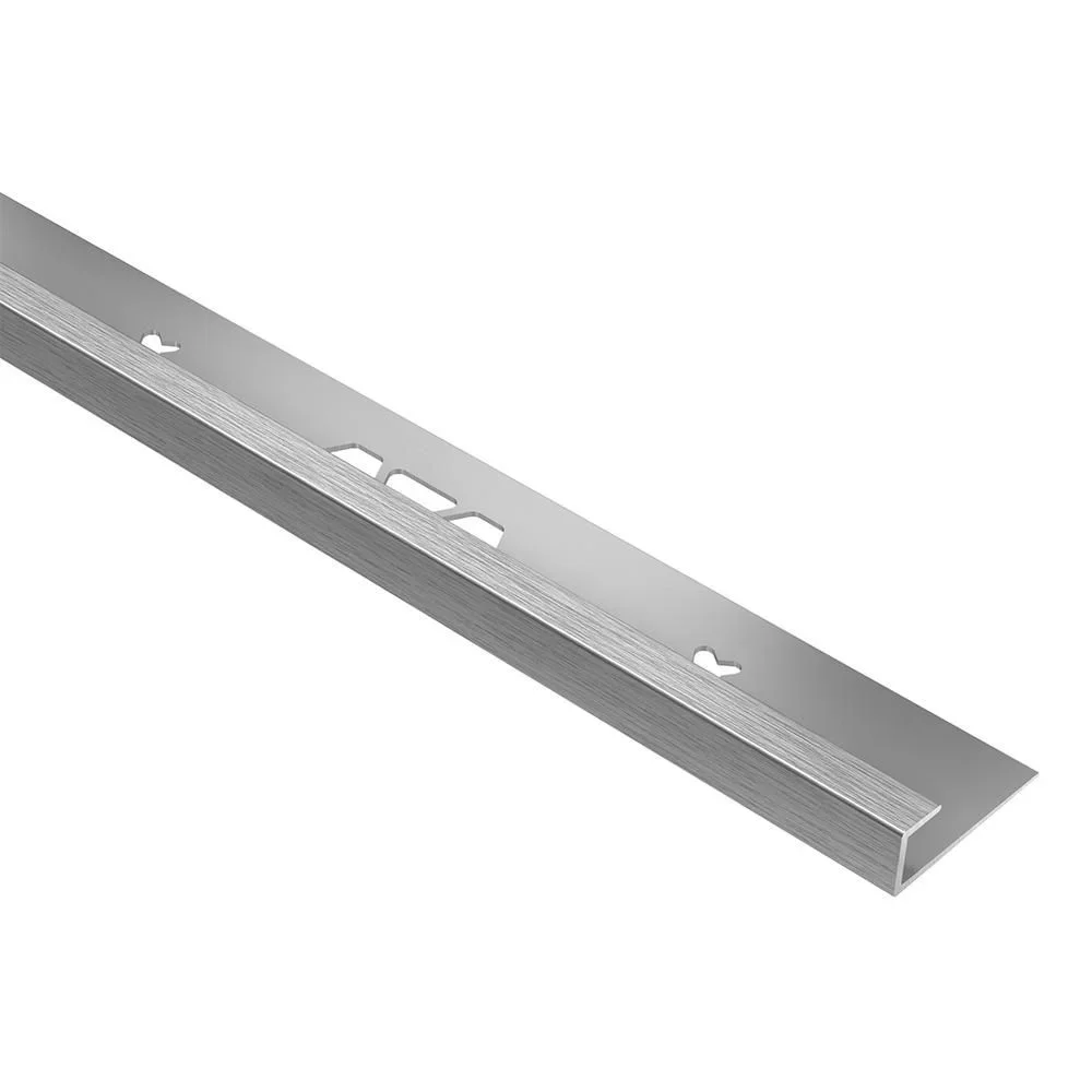 Schluter - VINPRO-S Resilient Surface Edge Profile - Aluminum Anodized Brushed Chrome 1/8" (3 mm) x 8' 2-1/2"