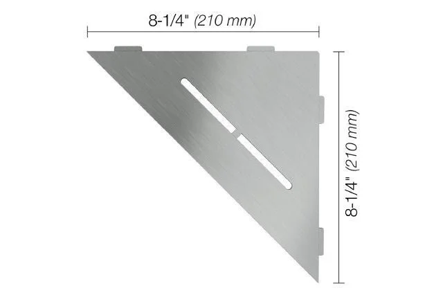 Schluter - SHELF-E Triangular Corner Shelf Pure Design - Brushed Stainless Steel (V2)
