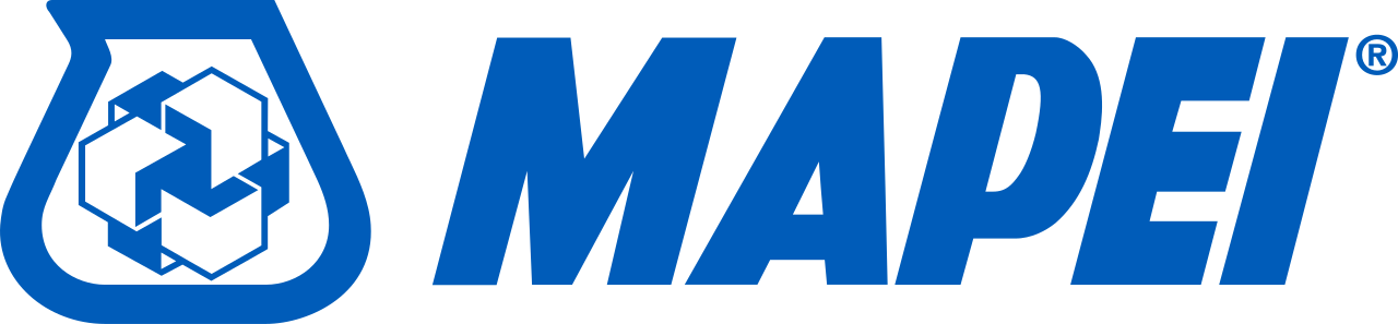 Mapei logo with blue text and emblem.