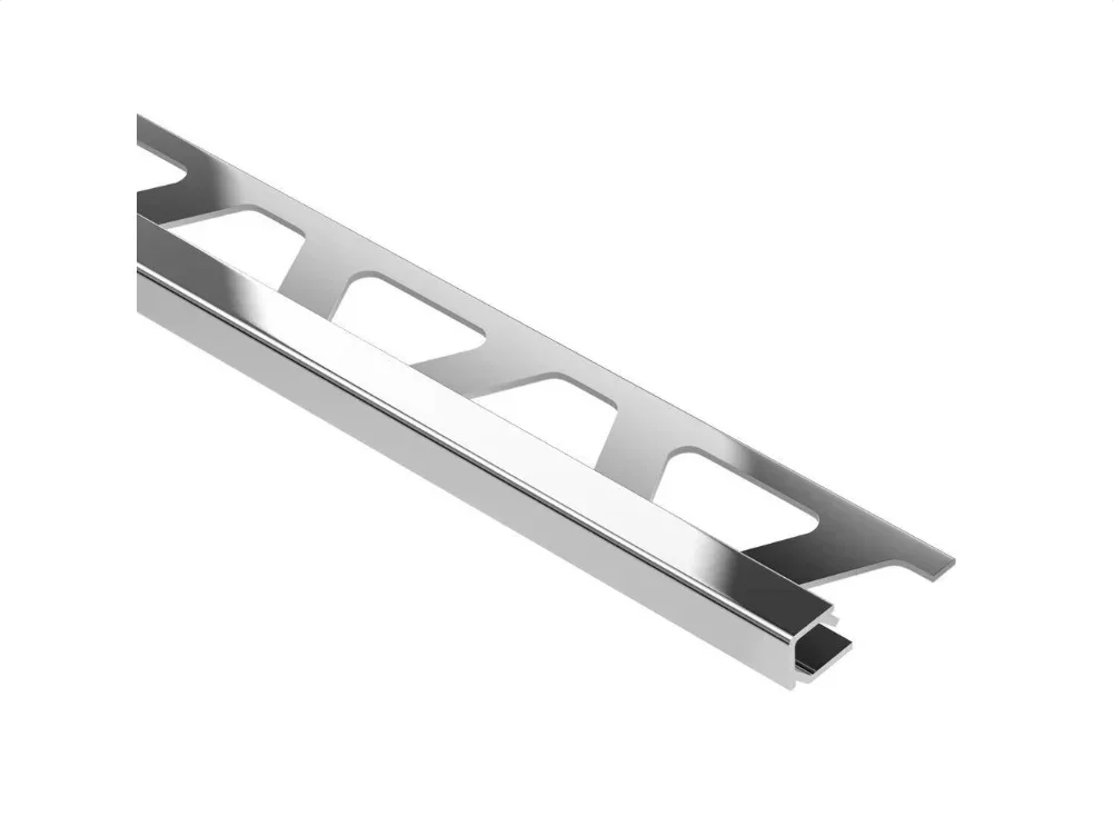 Schluter - QUADEC Square Edge Trim - Aluminum Anodized Polished Chrome 5/16" (8 mm) x 8' 2-1/2"