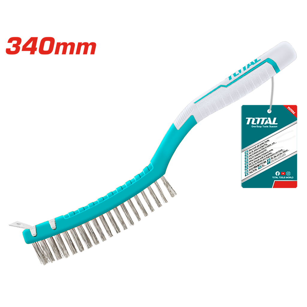 Total tools [TAC38051] 13-1/2" Steel wire brush (3 rows) with shovel knife