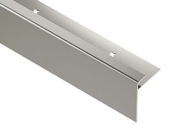 Schluter - VINPRO-STEP-R Resilient Surface Stair-Nosing Profile with Elongated Reveal Aluminum Anodized Brushed Nickel 5/16" (8 mm) x 8' 2-1/2"