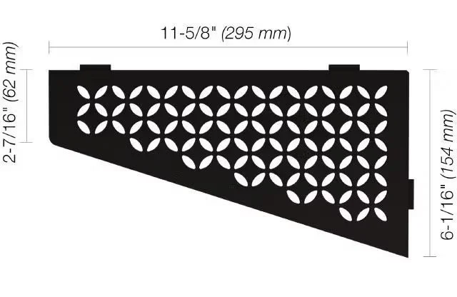 Schluter - SHELF-E Quadrilateral Corner Shelf Floral Design - Aluminum Matte Black