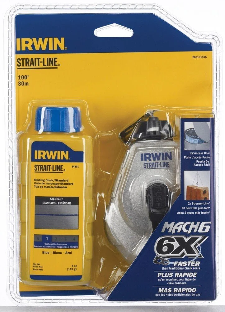 IRWIN STRAIT LINE Mach6 Reel Combo with Blue Chalk