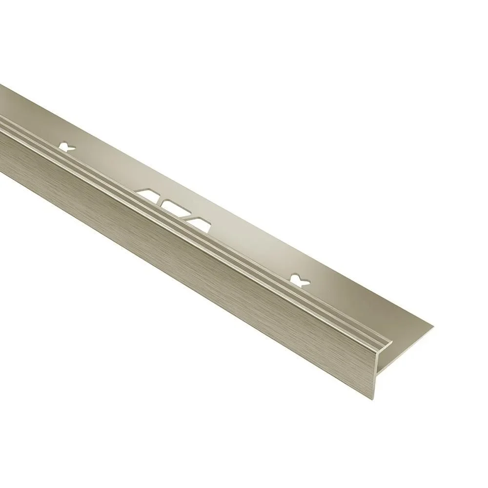 Schluter - VINPRO-STEP Resilient Surface Stair-Nosing Profile - Aluminum Anodized Brushed Nickel 3/16" (5 mm) x 8' 2-1/2"