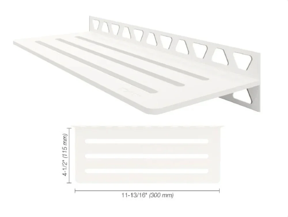 Schluter - Shelf-W Rectangular Wall Shelf Wave Design - Aluminum Matte White