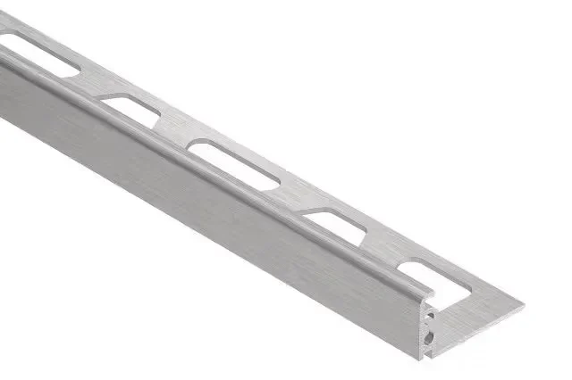 Schluter - JOLLY Wall Tile Edge Trim Anodized Aluminum Brushed Chrome 1/2" (12.5 mm) x 8' 2-1/2"