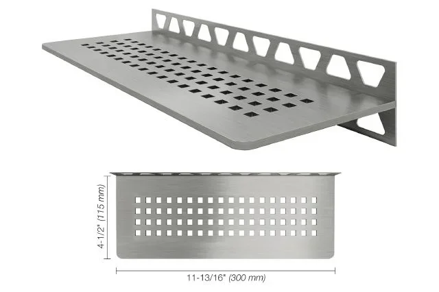 Schluter - Shelf-W Rectangular Wall Shelf Square Design - Brushed Stainless Steel (V2)