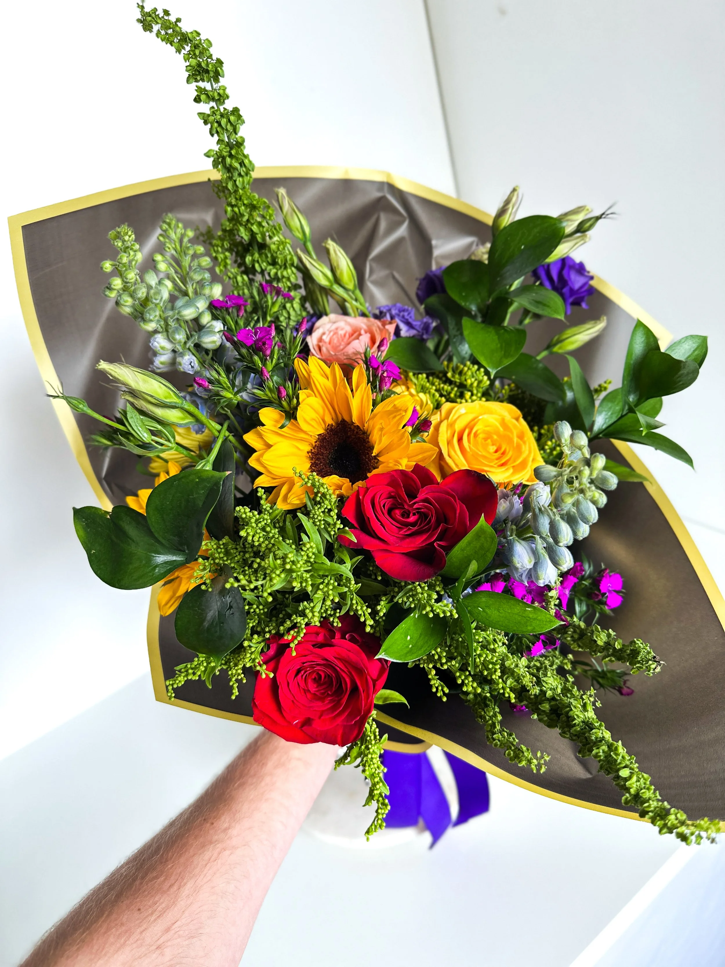 Wrapped Colorful Seasonal Arrangement