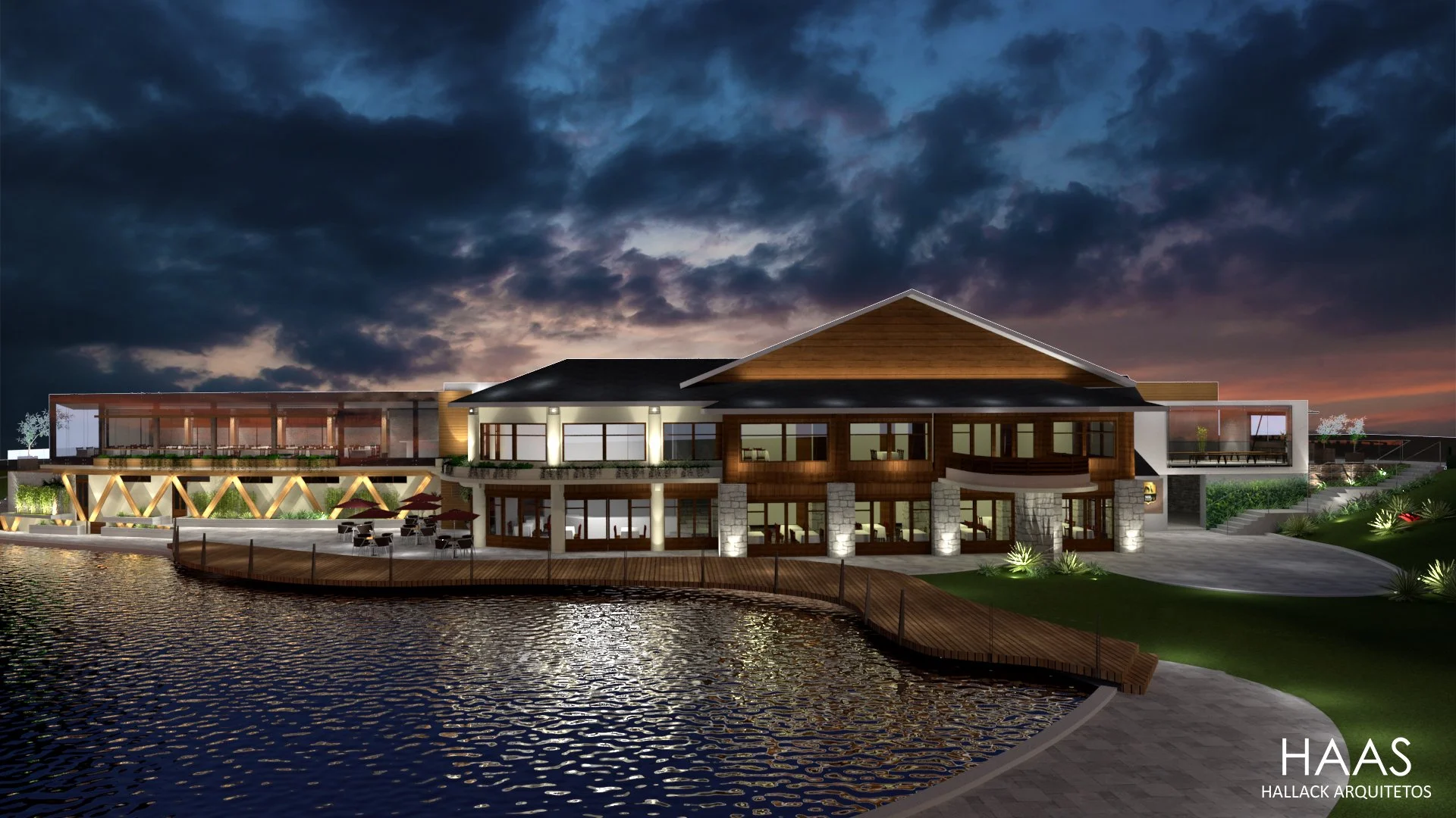Restaurante Lago Sul - Render Noturno
