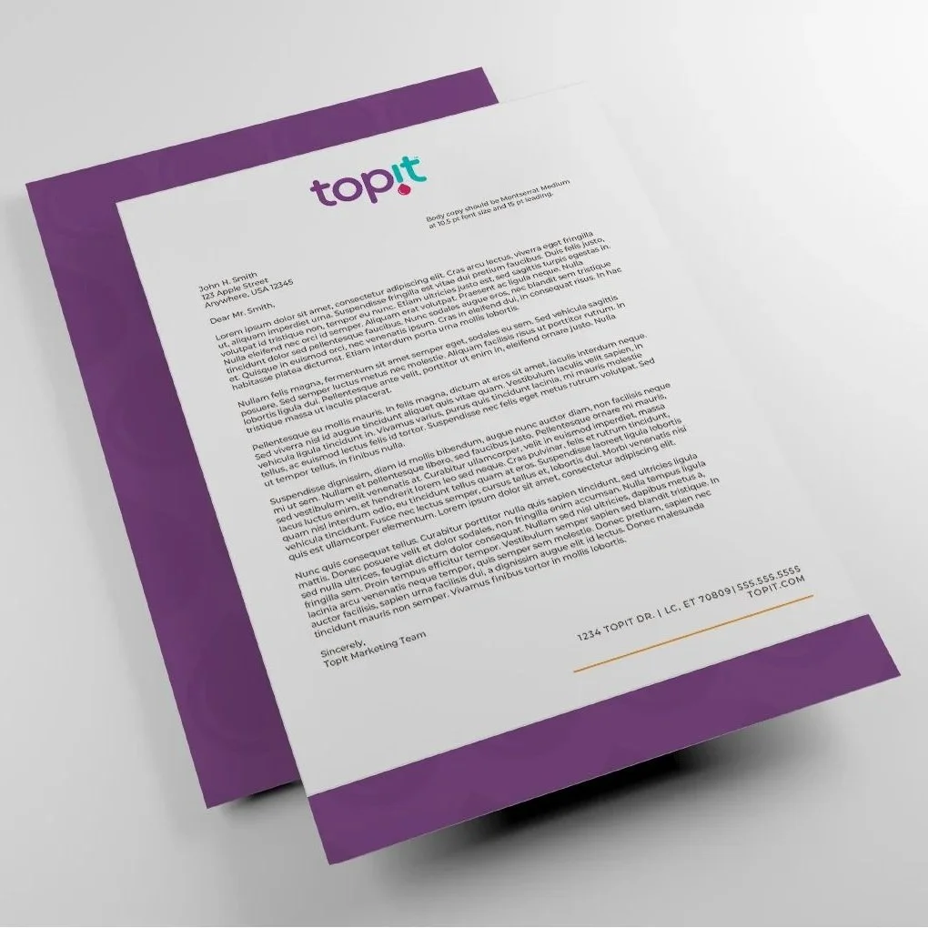 Stationery, letterhead for Topit